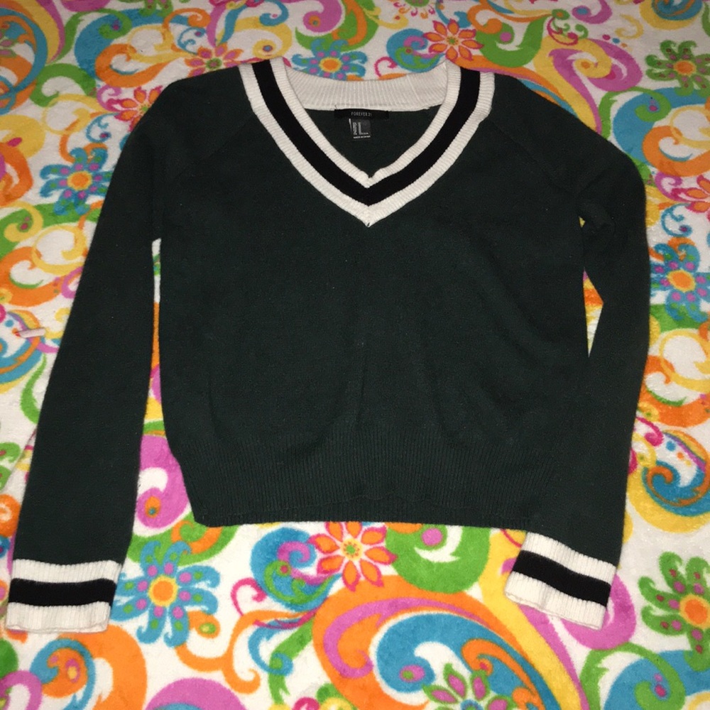 Preppy Cheerleader Green Sweater Forever 21